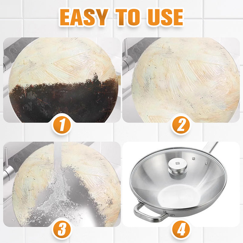 🔥 Burnt Residue Remover Paste - Deep Cleaning for Pots/Pans without Scratching, Removes Grease and Carbonization in 5 Minutes 🧽✨