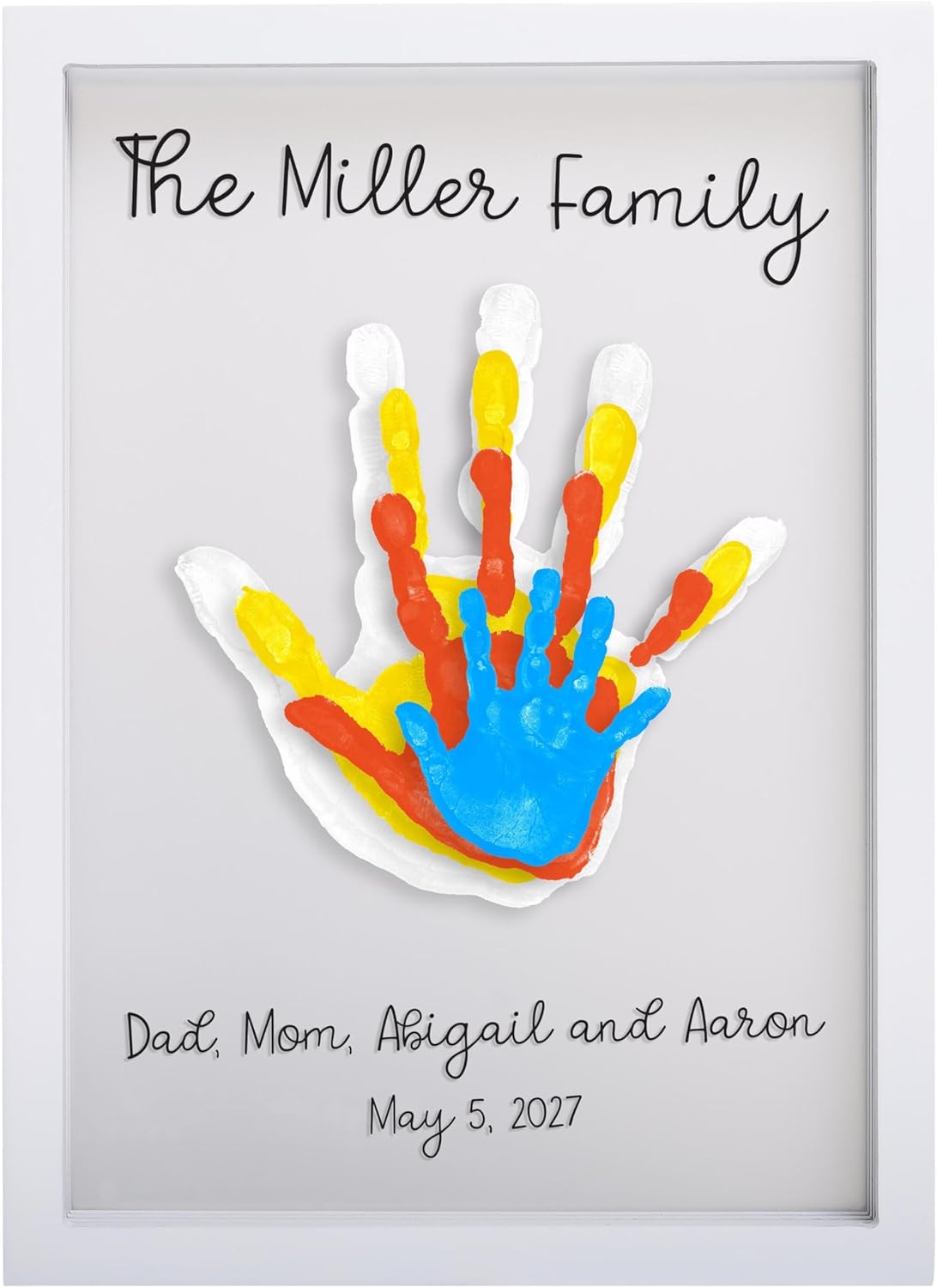 Family Handprint Set🖐️🎨 | Keepsake Frame Kit for 2-8 Members | Non-Toxic Paint Included 🎁✨