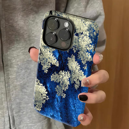 Blue-White Floral Art Phone Case for iPhone Series