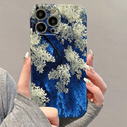 Blue-White Floral Art Phone Case for iPhone Series