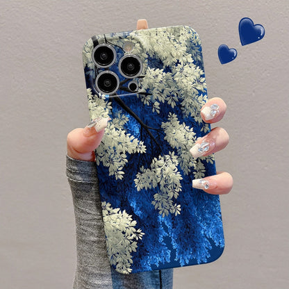 Blue-White Floral Art Phone Case for iPhone Series