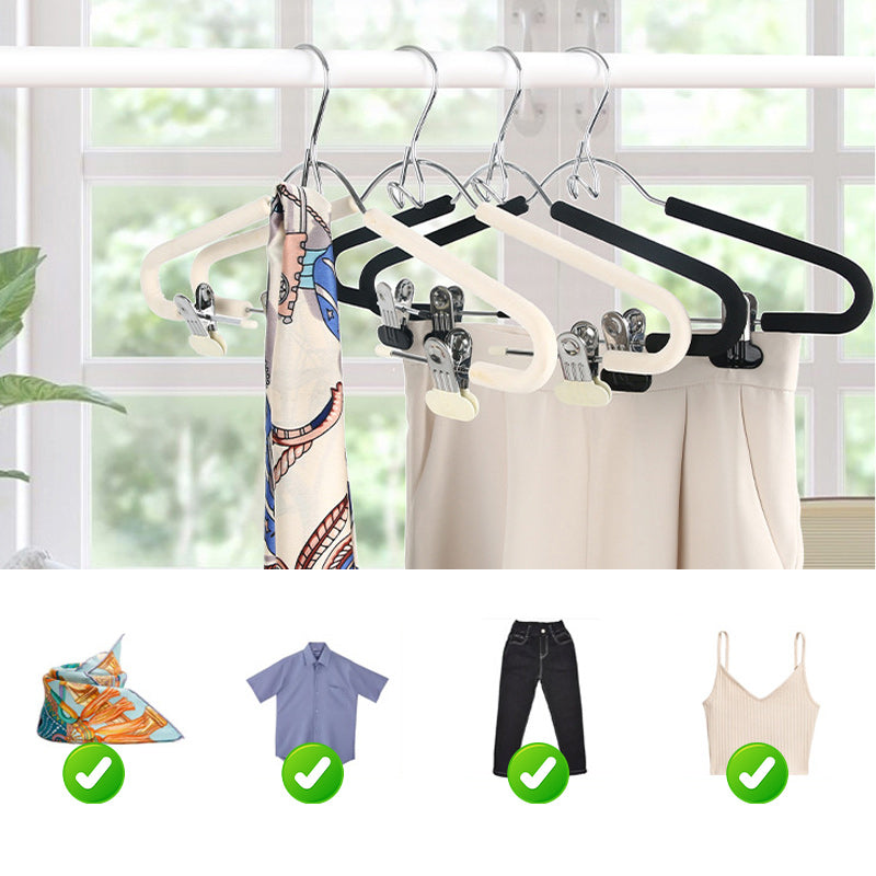 Non-Slip Clothes Hangers with Clips and Hook
