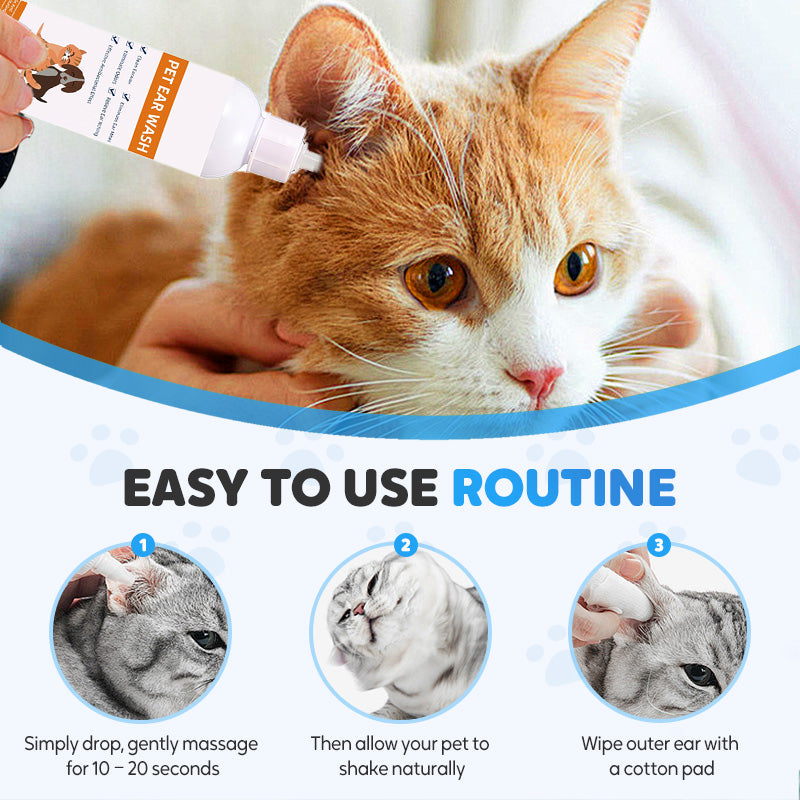 🐾 BUY 2 GET 1 FREE! ✨ Pet Ear Cleaner - Gentle Formula with Soothing Aloe for Dogs & Cats, Prevents Infections & Odor 🌿👂