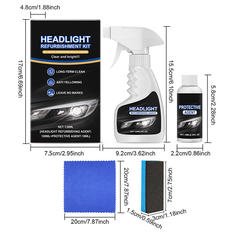 🚘 Car headlight restoration fluid, improved crystal coating that reduces blurring