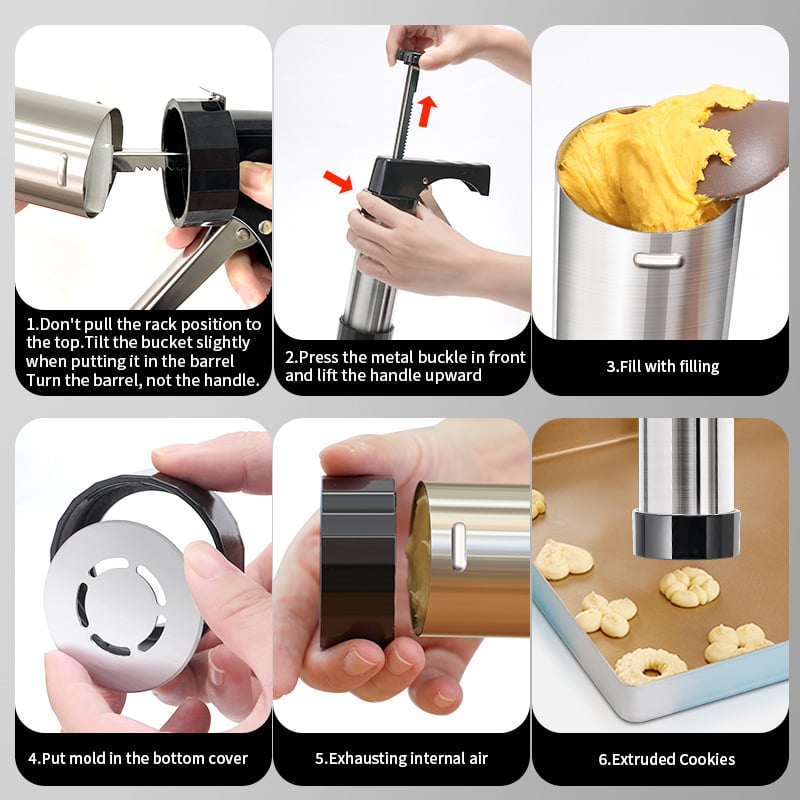 🔥HOT SALE 50% OFF🔥Stainless Steel Cookie Pres with 13 Discs & 8 Nozzles