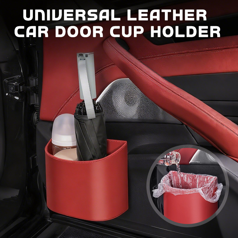 🥳2026 HOT SALE🥳🚗🧺 50% OFF! Leather Car Door Cup Holder – Wide‑mouth opening, easy reach for drinks & phone. Clip‑on secure fit. PU leather, tough & stylish. 🛡️✨