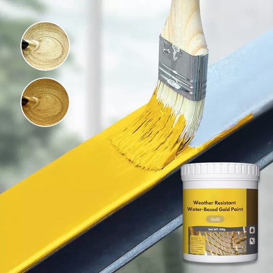 Weather-resistant water-based gold paint
