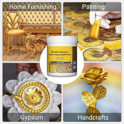 Weather-resistant water-based gold paint