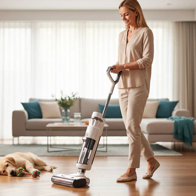 🧹56% OFF NOW! Cordless wet and dry vacuum cleaner: self-cleaning mop, lightweight for hard floors, and picks up pet hair.🐾✨