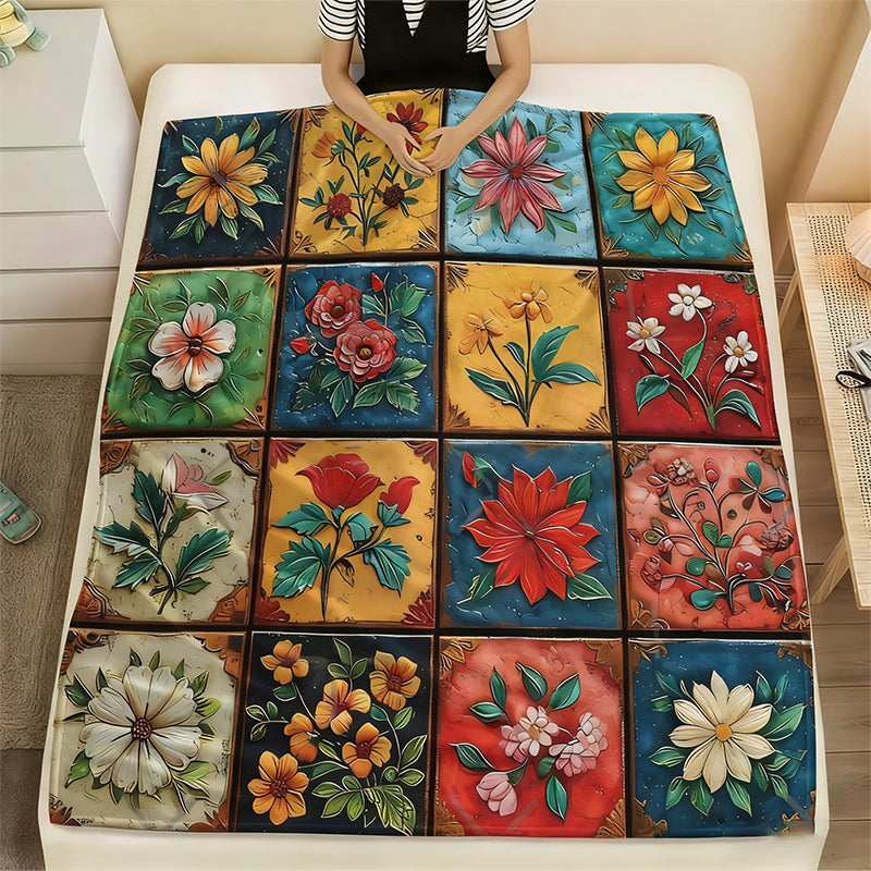 Cosy and soft floral blanket