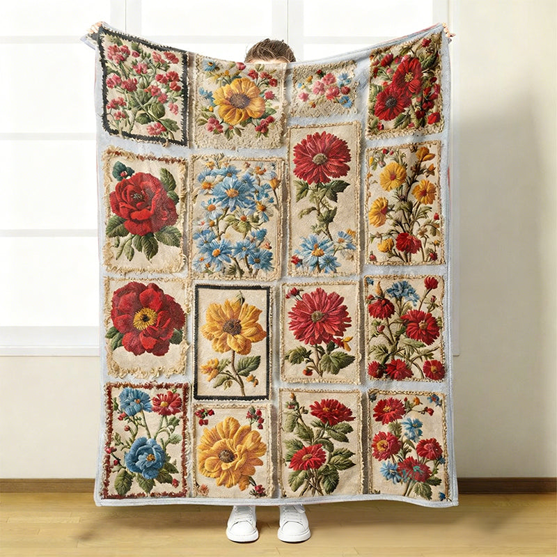Cosy and soft floral blanket