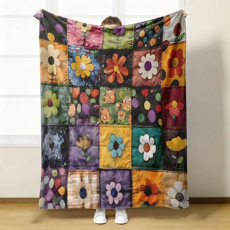 Cosy and soft floral blanket