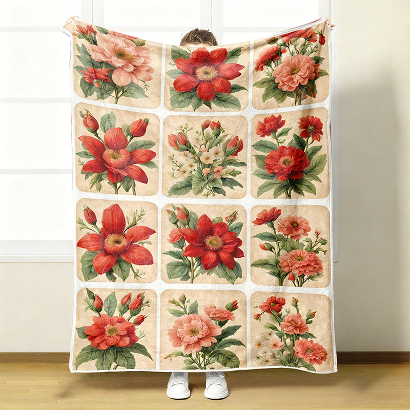 Cosy and soft floral blanket