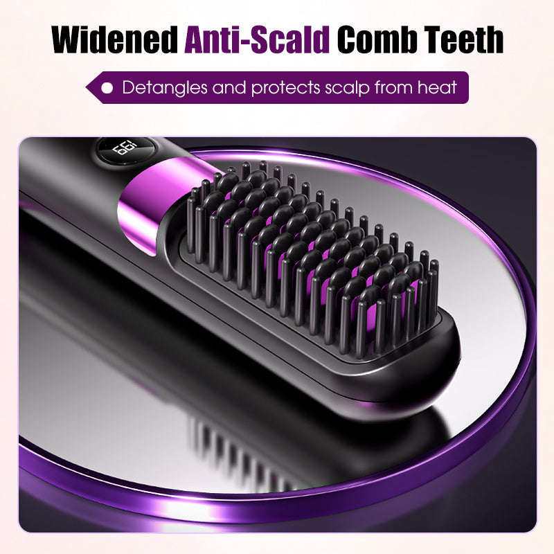 🥳2026 HOT SALE🥳💞50K+ SOLD!💇‍♀️🛡️ 57% OFF! 3‑in‑1 Cordless Hair Straightening Brush – Straighten, curl & detangle with 4 heat settings. Wider teeth prevent burns – safe for daily styling! ✨🌿