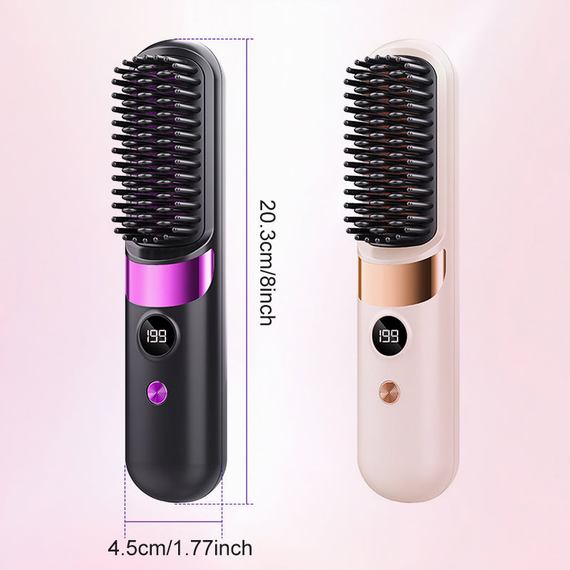 🥳2026 HOT SALE🥳💞50K+ SOLD!💇‍♀️🛡️ 57% OFF! 3‑in‑1 Cordless Hair Straightening Brush – Straighten, curl & detangle with 4 heat settings. Wider teeth prevent burns – safe for daily styling! ✨🌿