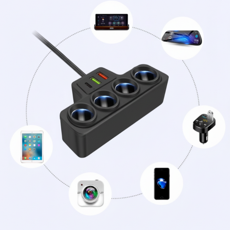 🎉 New Year's gift – 50% OFF!🚗 7-in-1 cigarette lighter adapter: 4x sockets + 3x fast charging – stable & safe for cars/trucks