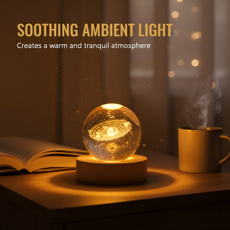 Engraved Crystal Glass Ball Night Light