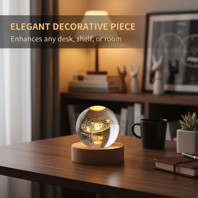 Engraved Crystal Glass Ball Night Light