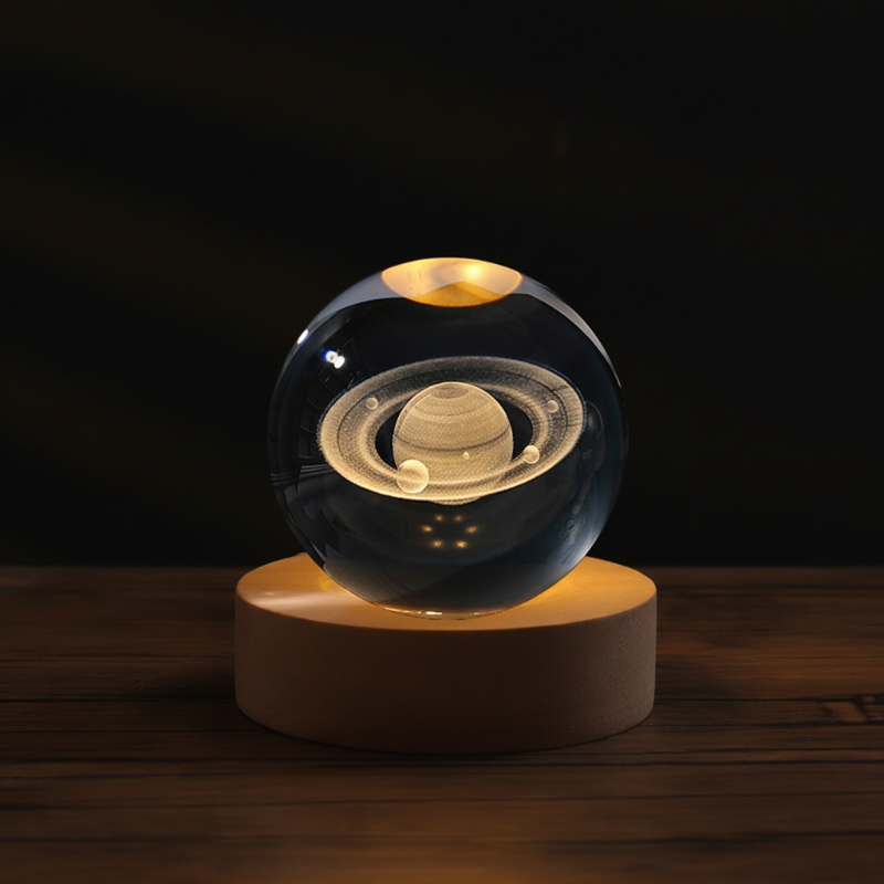 Engraved Crystal Glass Ball Night Light