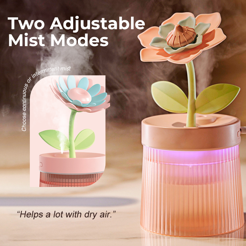 🌸 Customize Your Mist & Mood 💐 Flower Humidifier with Dual Spray Modes & 7-Color Night Light 💦