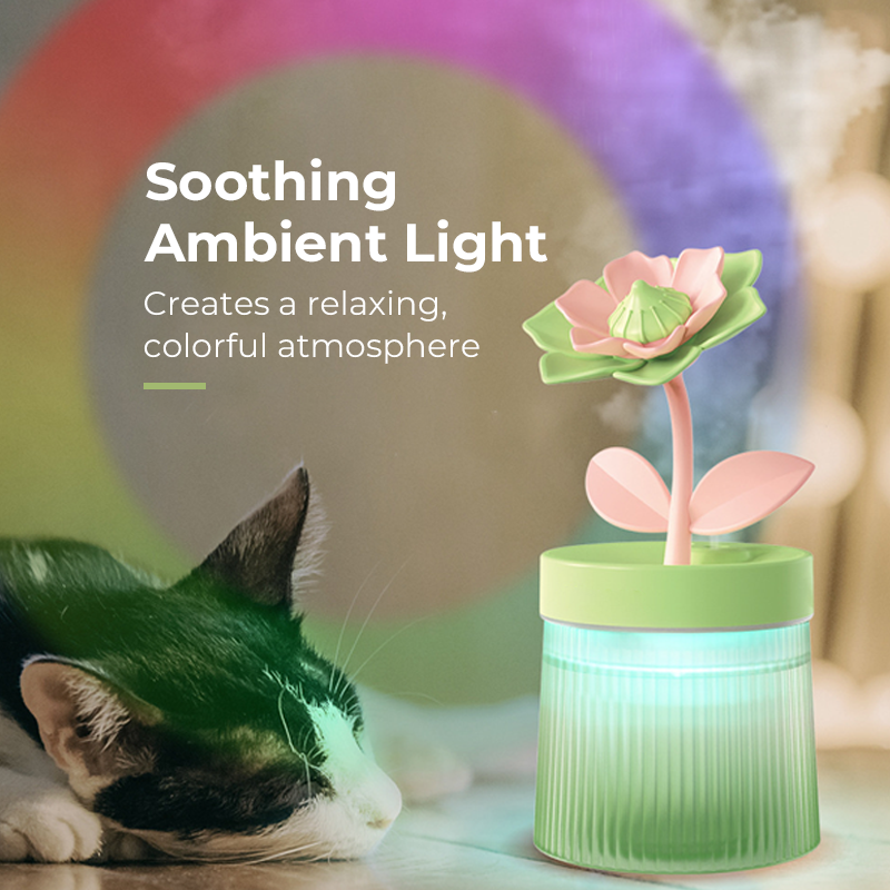 🌸 Customize Your Mist & Mood 💐 Flower Humidifier with Dual Spray Modes & 7-Color Night Light 💦