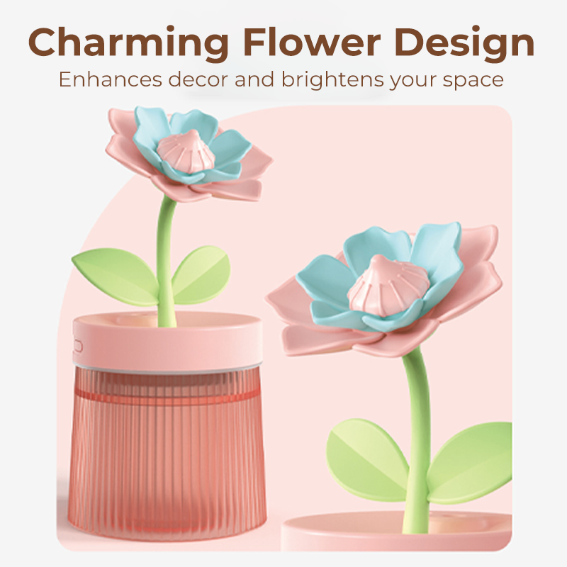 🌸 Customize Your Mist & Mood 💐 Flower Humidifier with Dual Spray Modes & 7-Color Night Light 💦