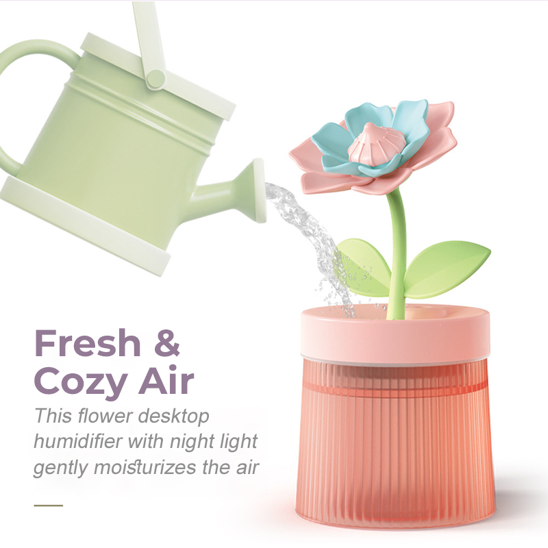 🌸 Customize Your Mist & Mood 💐 Flower Humidifier with Dual Spray Modes & 7-Color Night Light 💦