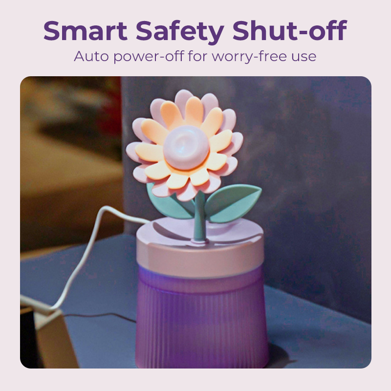 🌸 Customize Your Mist & Mood 💐 Flower Humidifier with Dual Spray Modes & 7-Color Night Light 💦
