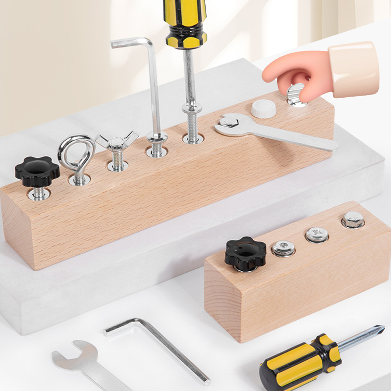 Wooden Montessori board with screwdriver