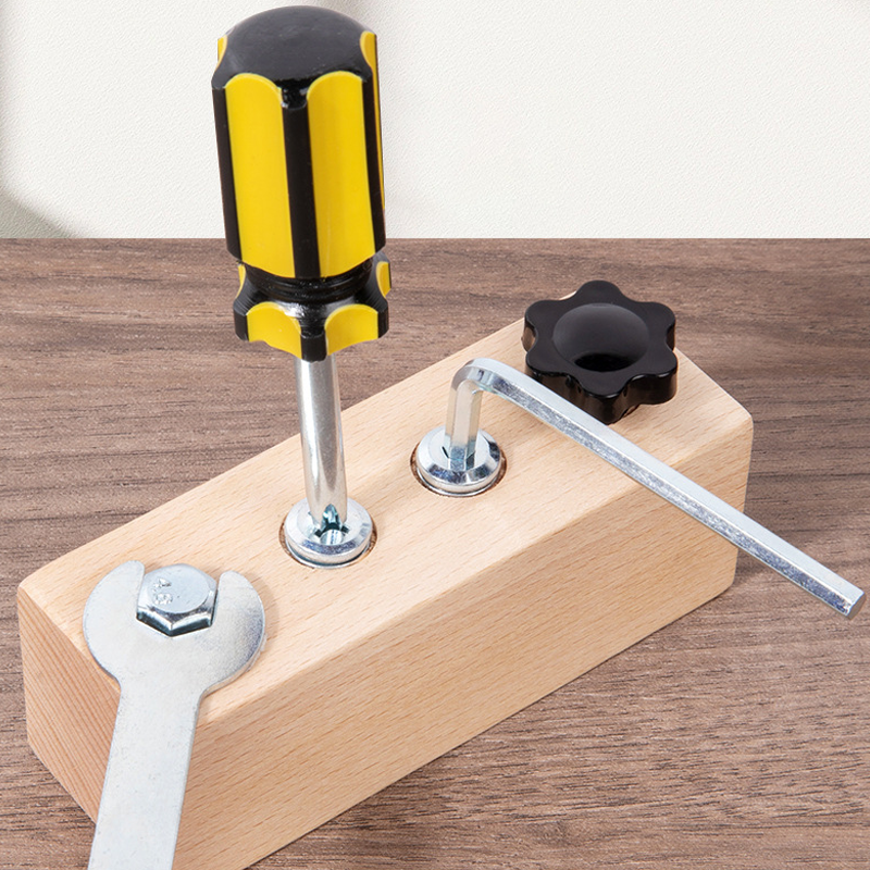 Wooden Montessori board with screwdriver