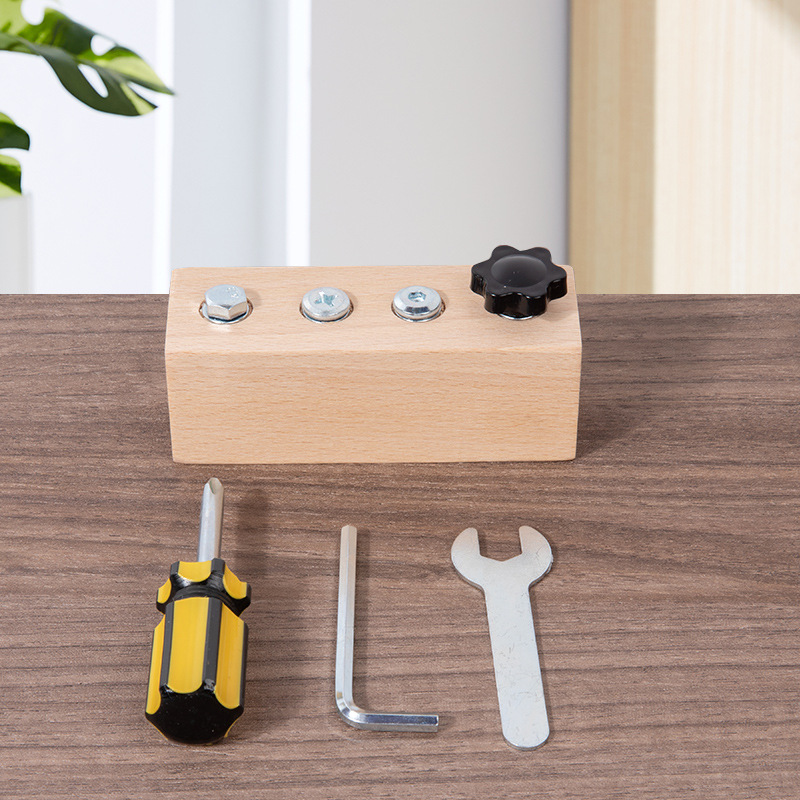 Wooden Montessori board with screwdriver