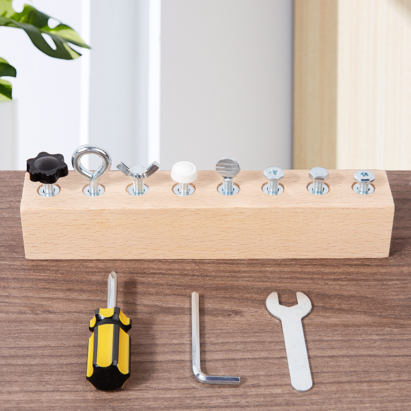 Wooden Montessori board with screwdriver