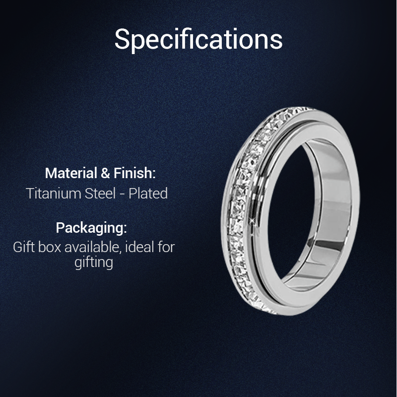 📢📢57%  OFF !! ⏰Titanium Steel Rotatable Spinner Ring with Zirconia