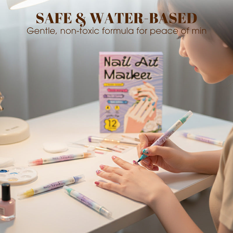 ⏳ 50% OFF! 🎨Dual-Tip Nail Art Pens – Quick-Dry, No UV Lamp, Fine & Brush Tips, 12/24 Colors, Easy DIY Nail Art 💅🖌️