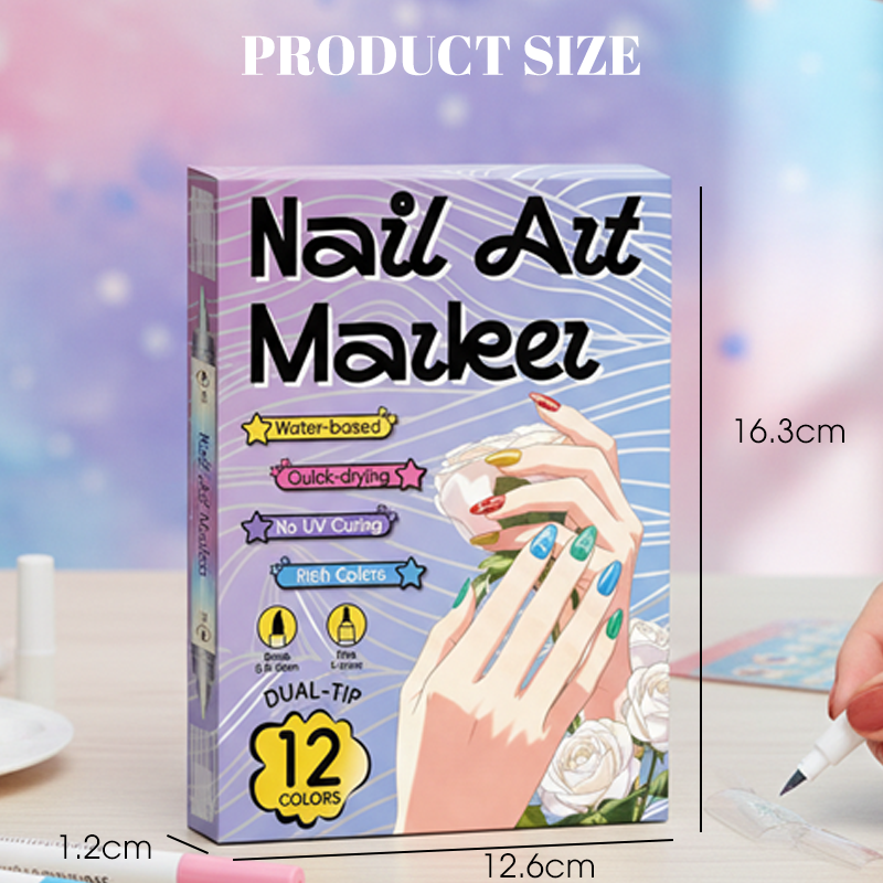 ⏳ 50% OFF! 🎨Dual-Tip Nail Art Pens – Quick-Dry, No UV Lamp, Fine & Brush Tips, 12/24 Colors, Easy DIY Nail Art 💅🖌️