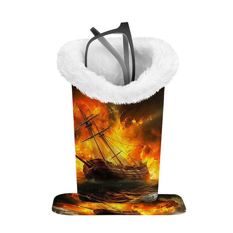 Magnetic Printed Eyeglass Holder with Plush Lining