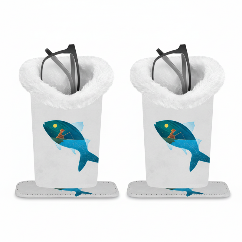 Magnetic Printed Eyeglass Holder with Plush Lining