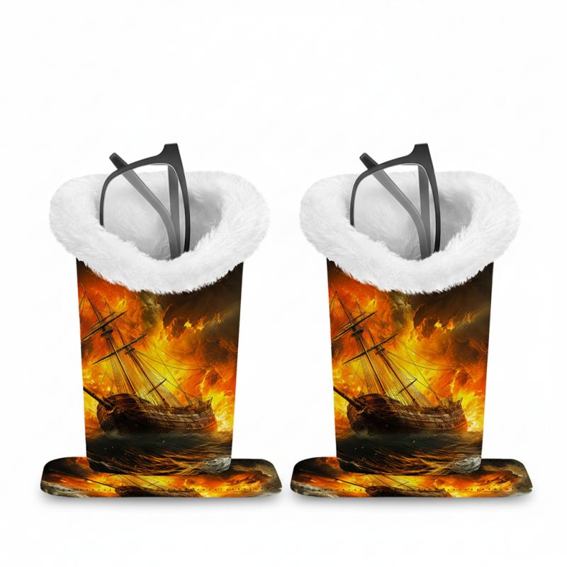 Magnetic Printed Eyeglass Holder with Plush Lining