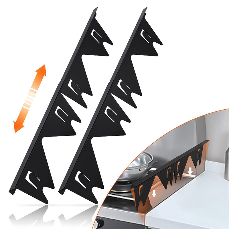 Stainless steel adjustable gap guard for between the stove edge and countertop