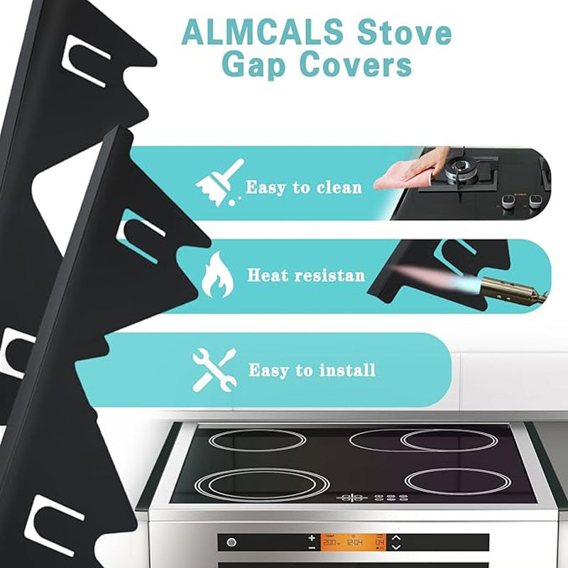 Stainless steel adjustable gap guard for between the stove edge and countertop