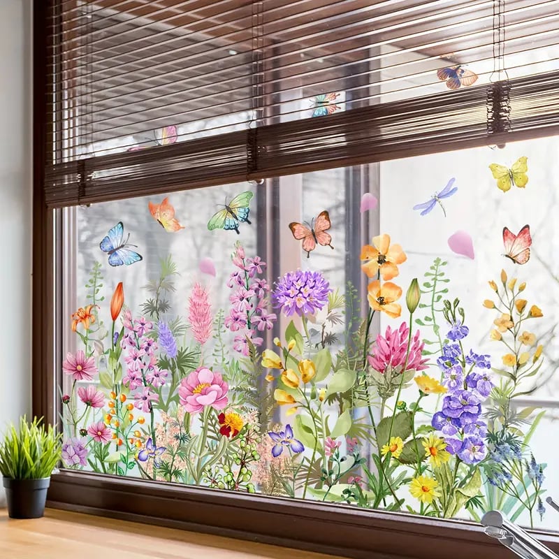 ✨LAST DAY SALE 50% OFF!💐Colorful Floral Bouquet Window Sticker🖼️