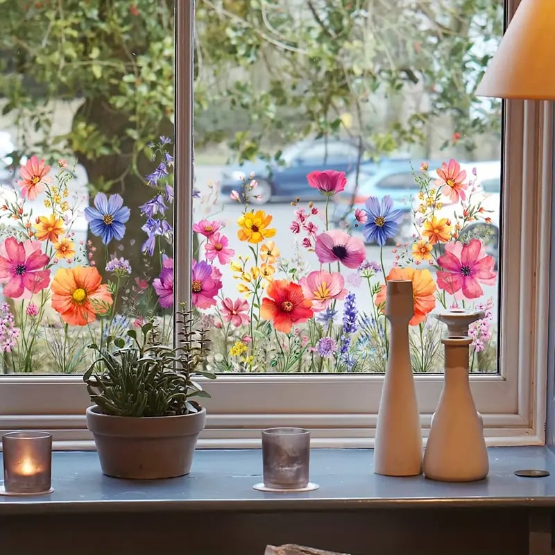 ✨LAST DAY SALE 50% OFF!💐Colorful Floral Bouquet Window Sticker🖼️