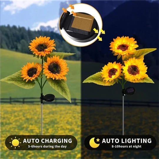 🌻50% OFF! ☀️ Waterproof sunflower solar lamps – Realistic petals, IP65 protection rating, and automatic 8 to 12 hour lighting ☀️🌻