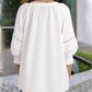 💎 50% OFF! 💎 Women's Casual V-Neck Lantern Sleeve Top – Hollow-Out Detail, Smocked Cuffs & Breathable Texture