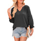 💎 50% OFF! 💎 Women's Casual V-Neck Lantern Sleeve Top – Hollow-Out Detail, Smocked Cuffs & Breathable Texture