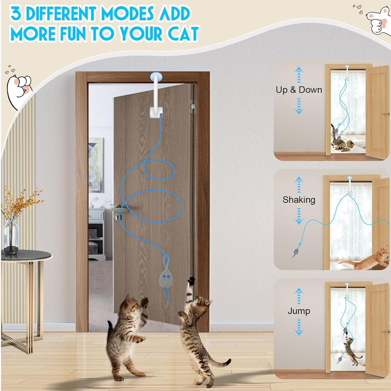 Interactive cat toys for indoor use that hang from a hook