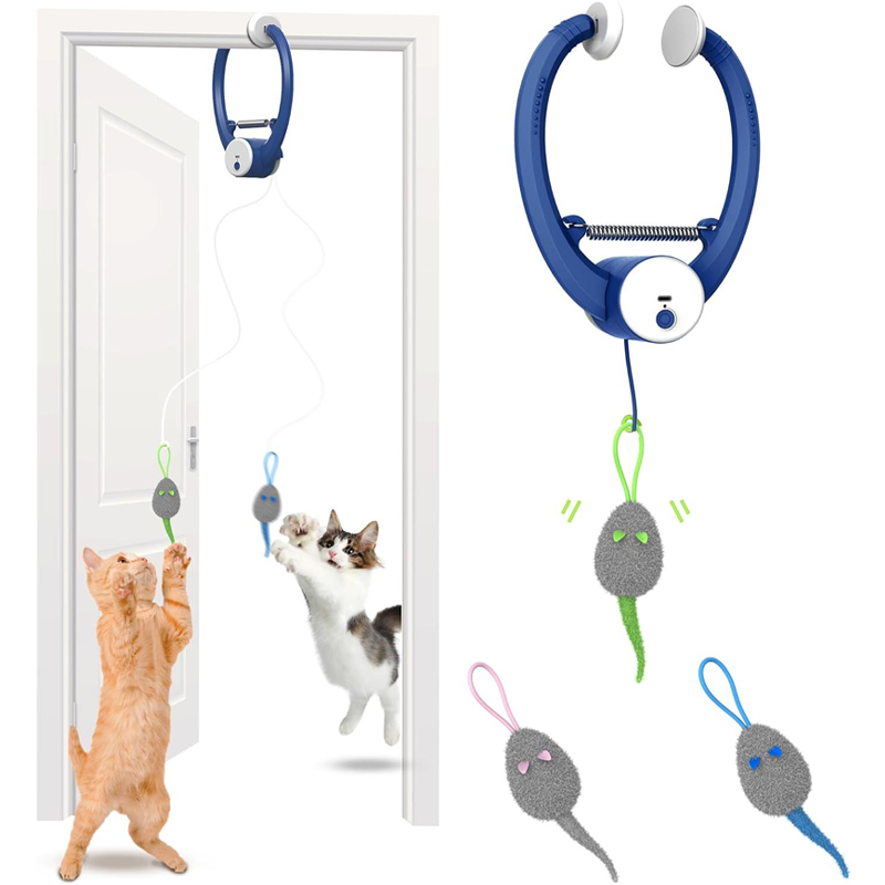 Interactive cat toys for indoor use that hang from a hook