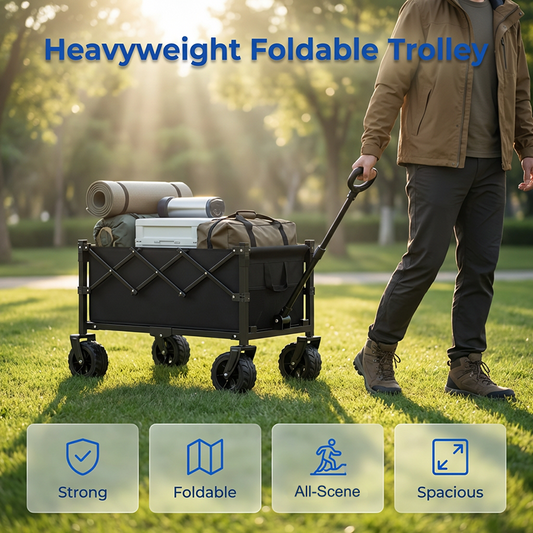 🚚🏕️50% OFF! Heavy-Duty Collapsible Wagon Cart – 130L Capacity, 80kg Load & All-Terrain Wheels