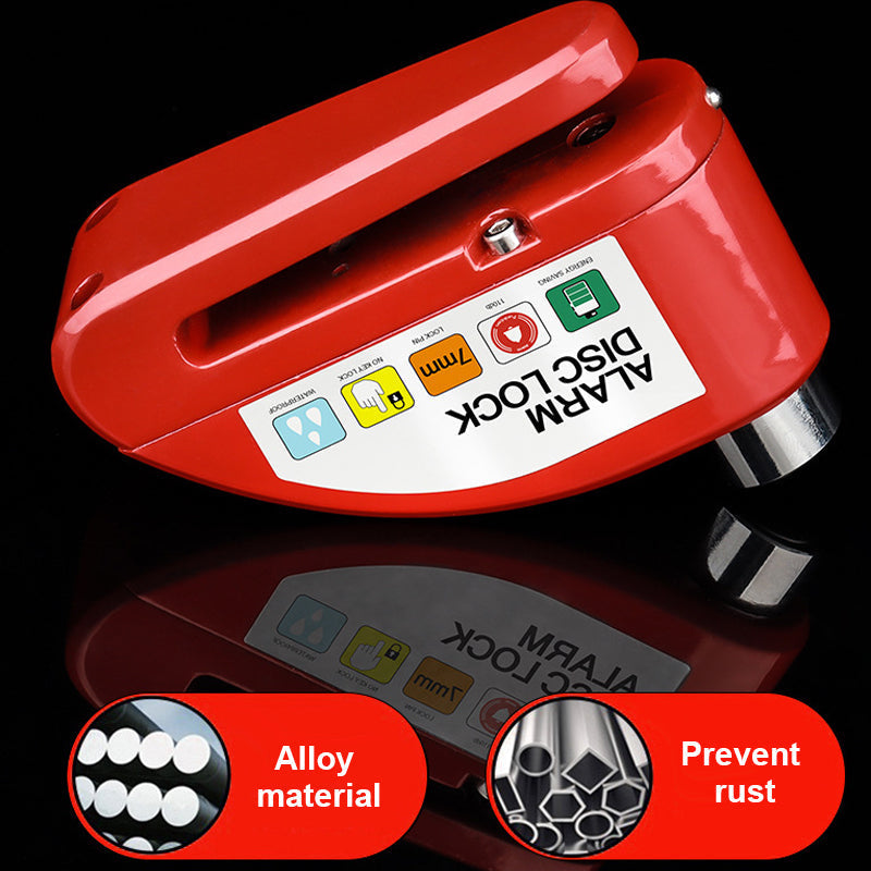 Disc lock with alarm for motorcycles