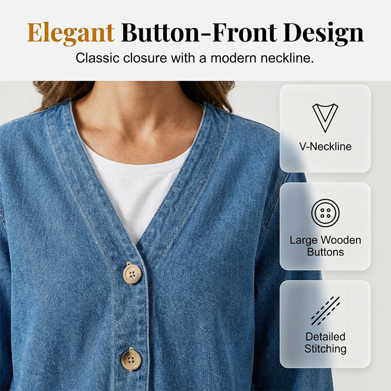 🥳SPRING HOT SALE🥳💞50K+ SOLD!💥50% OFF! 🔥Women's Classic Button Front Denim Jacket